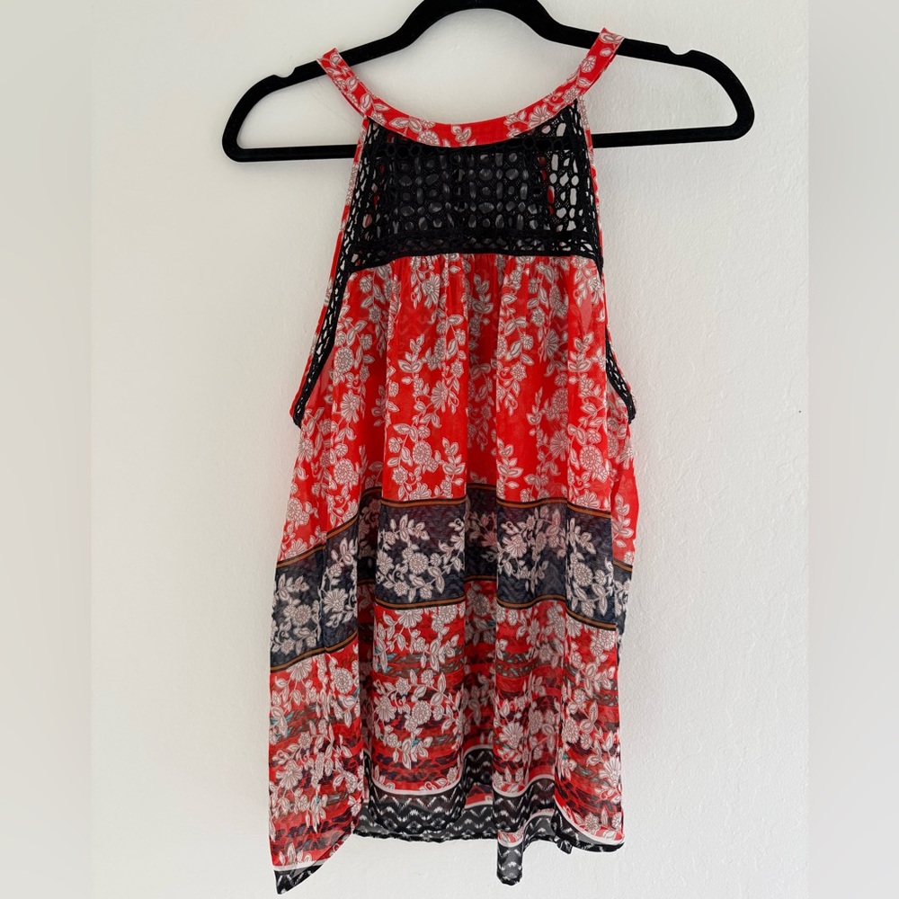 Anthropologie Meadow Rue Floral High-Neck Top